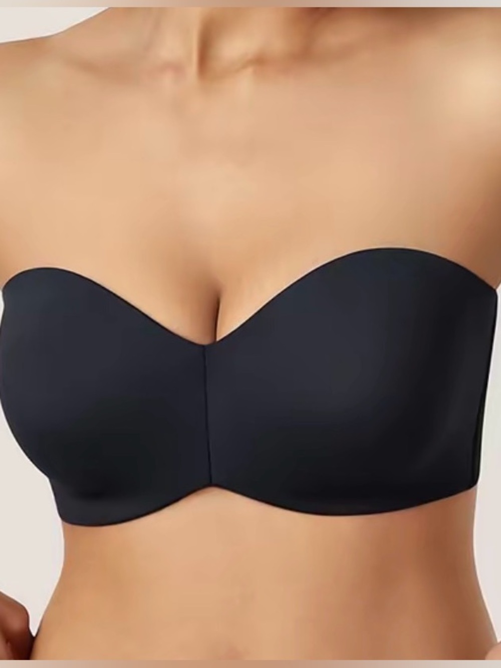 Black Strapless Seamless T-Shirt Bra